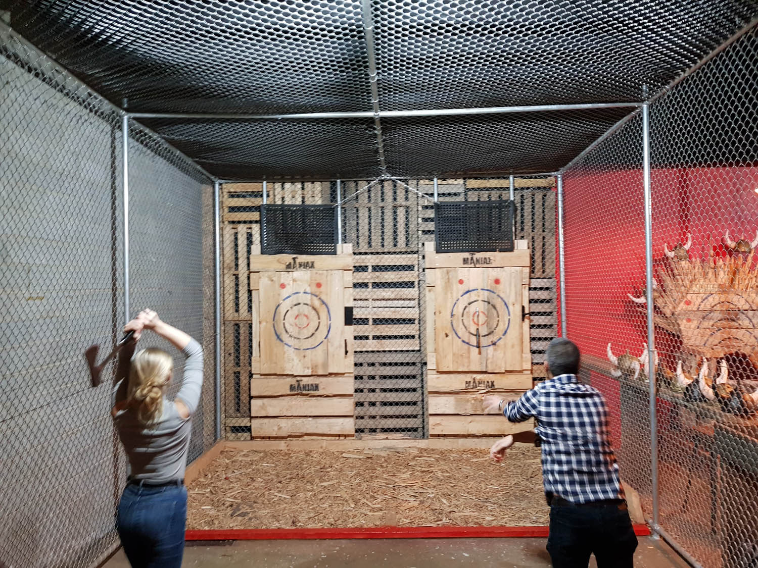 team throwing axes